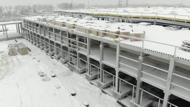 Construction of logistics center in winter — Stock Video