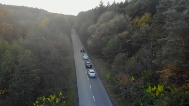 Carro de luxo na estrada no fundo do campo — Vídeo de Stock