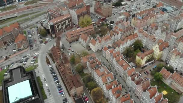 Gdansk, nær gamlebyen. Droneskudd.. – stockvideo