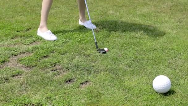 Recreación al aire libre Estilo de vida Actividad Profesional Golf Jugando Hombre Caucásico — Vídeos de Stock