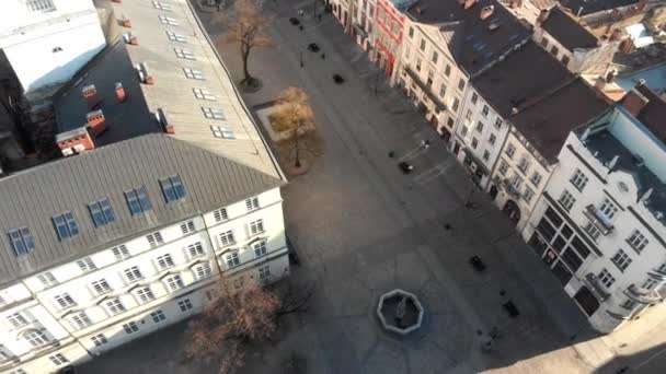 Luchtfoto 's van Lviv stad met het algemene architectonische uitzicht — Stockvideo