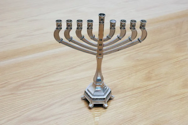 Hanukkiah Festivo Judío Mesa Israel — Foto de Stock