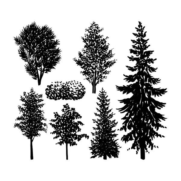 Reihe von skizzierten Baum — Stockvektor