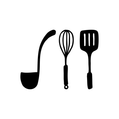 Çizilmiş mutfak gereçleri el