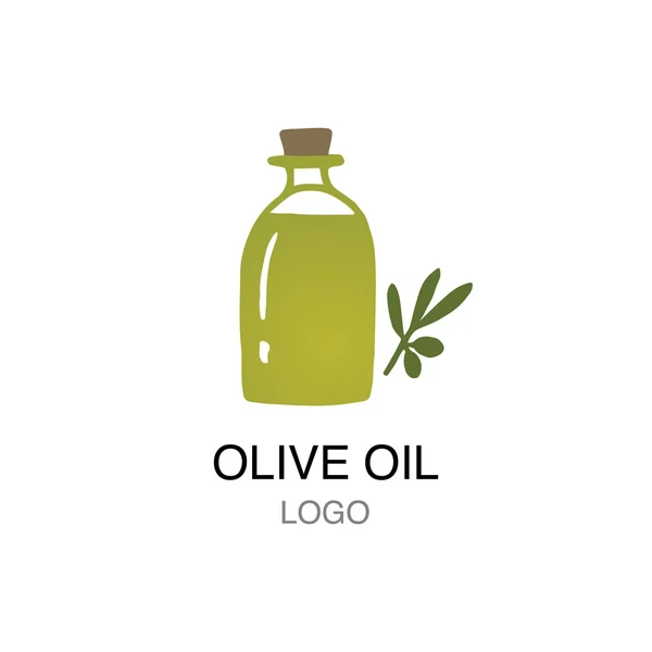 Flaska olivolja med gren — Stock vektor