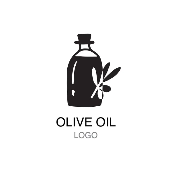 Botella de aceite de oliva con rama — Vector de stock