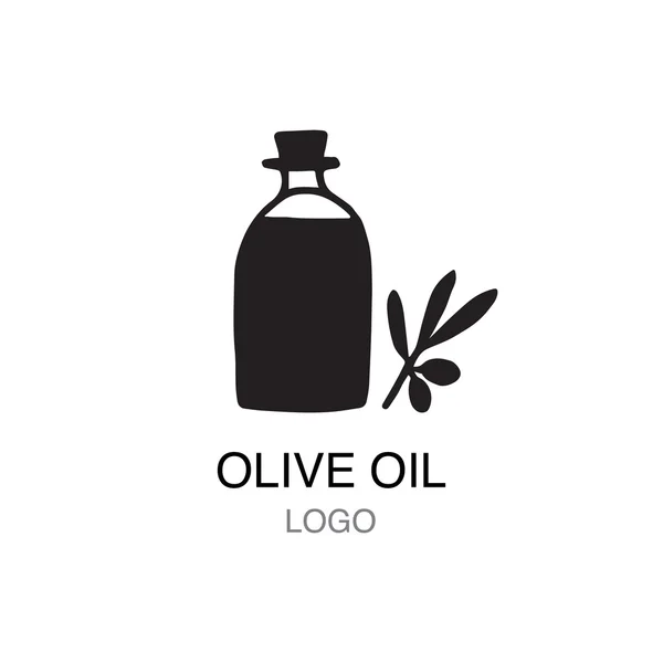 Botella de aceite de oliva con rama — Vector de stock