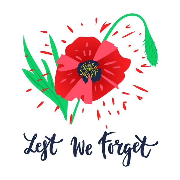 Remembrance day card with poppy flower — Stock Vector
