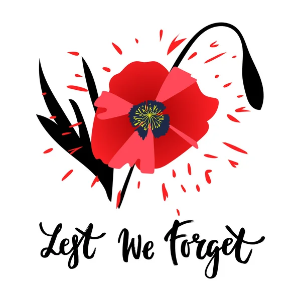 Remembrance day card with poppy flower — Stock Vector