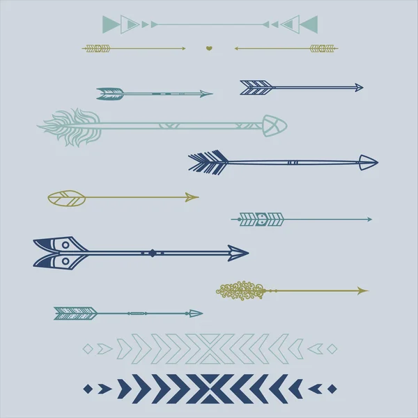 Conjunto de flechas tribales — Vector de stock