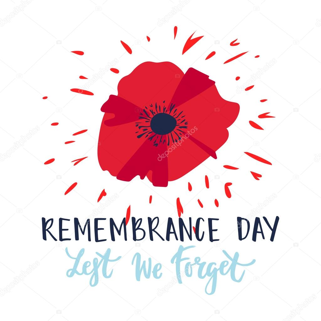 Remembrance day card with poppy flower