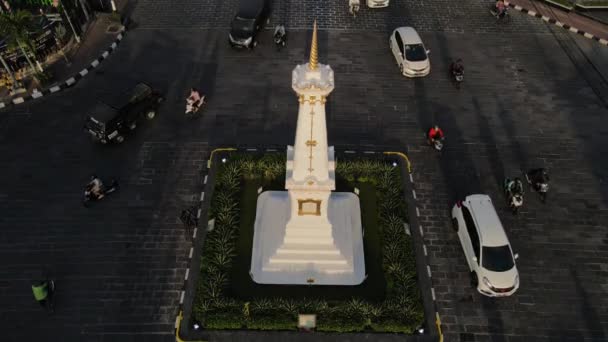 Vista Aérea Tugu Jogja Monumento Yogyakarta Indonésia Yogyakarta Indonésia Outubro — Vídeo de Stock