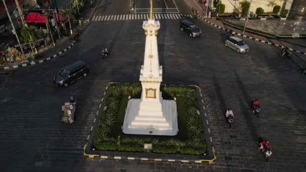 Vista Aérea Tugu Jogja Monumento Yogyakarta Indonésia Yogyakarta Indonésia Outubro — Vídeo de Stock
