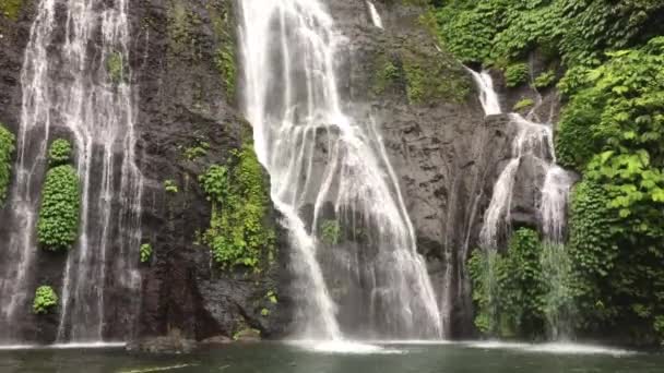 Banyumala Waterfall North Bali Island Indonesia Jungle Waterfall Cascade Tropical — Stock Video