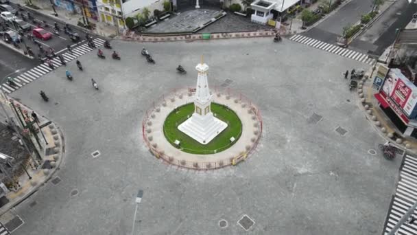 Luftaufnahme Von Tugu Jogja Oder Yogyakarta Monument Indonesien Yogyakarta Indonesien — Stockvideo