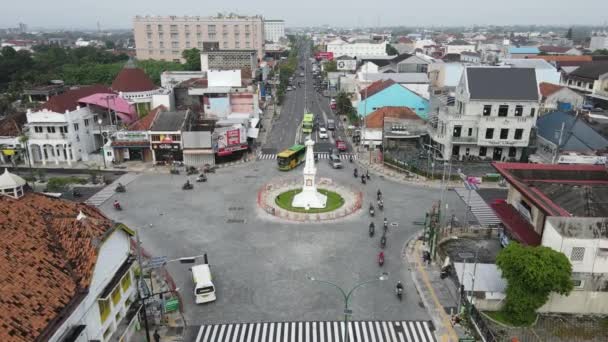 Vista Aérea Tugu Jogja Monumento Yogyakarta Indonésia Yogyakarta Indonésia Outubro — Vídeo de Stock