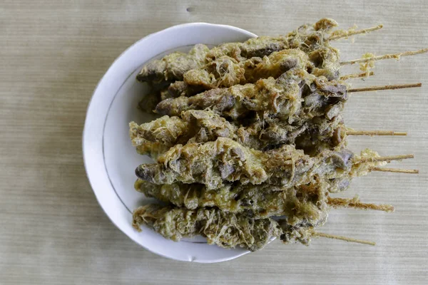 Sate Ati Ampela Oder Hühnerherz Und Muskelmagen Satay Traditioneller Satay — Stockfoto