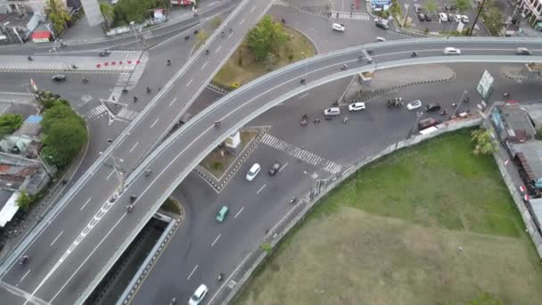 Flyg Ovanifrån Jombor Flyover Morgonen Yoghyakarta Indonesien Oktober 2020 — Stockvideo