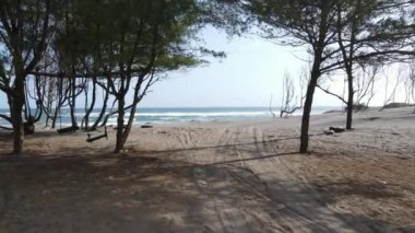 Yogyakarta 'daki parangtritis plajına hava görüntüsü giriyor..