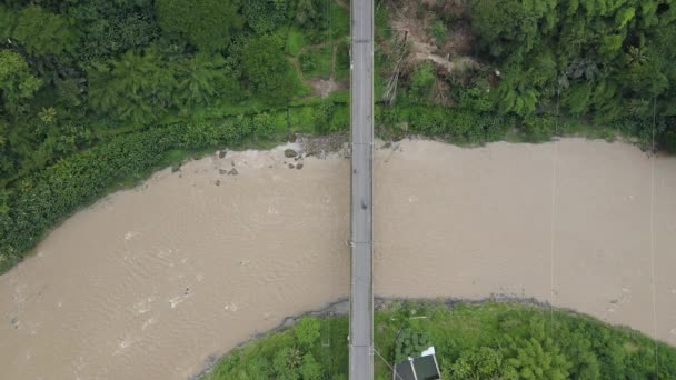 Flygfoto Över Bron Floden Progo Yogyakarta Vacker Tropisk Natur Indonesien — Stockvideo