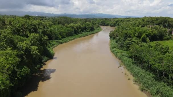 Widok Powietrza Rzekę Progo Yogyakarta Piękne Tropikalne Krajobrazy Indonezji — Wideo stockowe