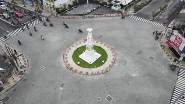 Flygfoto Över Tugu Jogja Eller Yogyakarta Monument Indonesien Yoghyakarta Indonesien — Stockvideo