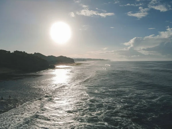 印度尼西亚日惹海洋的空中景观 阳光下的海洋 — 图库照片