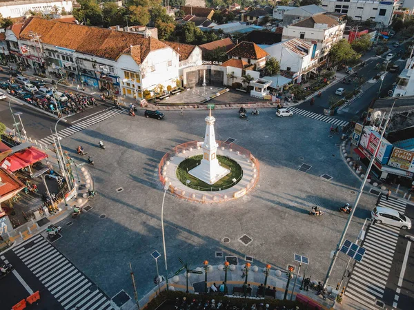 Légi Kilátás Tugu Jogja Vagy Yogyakarta Emlékmű Indonézia Yogyakarta Indonézia — Stock Fotó