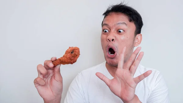 Shock Wow Gezicht Van Jonge Aziatische Man Het Eten Van — Stockfoto