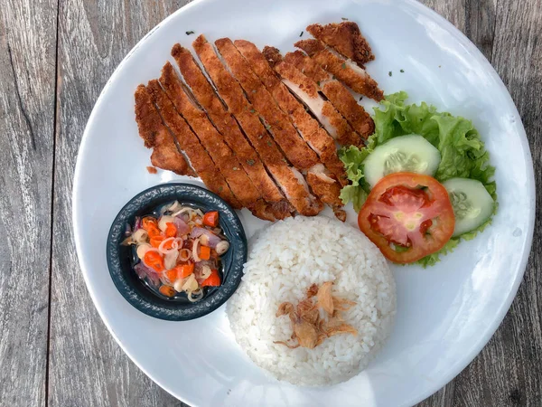 Rýže Hluboce Smažené Kuře Kari Japonském Stylu Nebo Katsu Kare — Stock fotografie