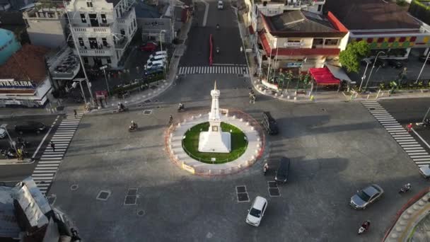 Vista Aérea Tugu Jogja Monumento Yogyakarta Indonesia Yogyakarta Indonesia Mayo — Vídeos de Stock