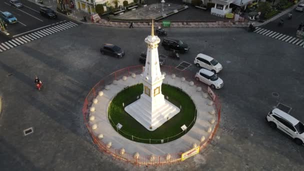 Luchtfoto Van Tugu Jogja Yogyakarta Monument Indonesië Yogyakarta Indonesië Mei — Stockvideo