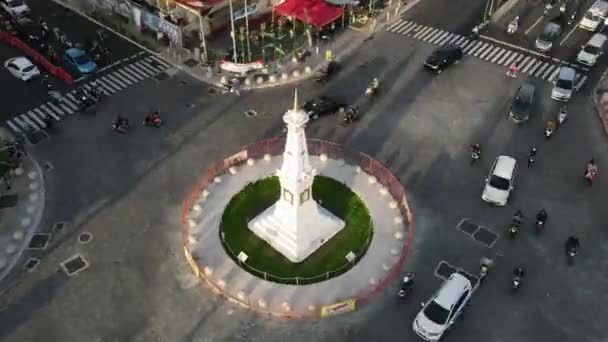 Flygfoto Över Tugu Jogja Eller Yogyakarta Monument Indonesien Yoghyakarta Indonesien — Stockvideo