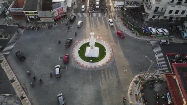 Vista Aérea Tugu Jogja Monumento Yogyakarta Indonesia Yogyakarta Indonesia Mayo — Vídeos de Stock