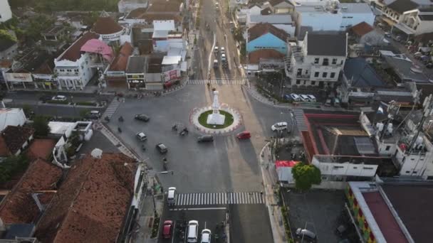 Vista Aérea Tugu Jogja Monumento Yogyakarta Indonesia Yogyakarta Indonesia Mayo — Vídeos de Stock