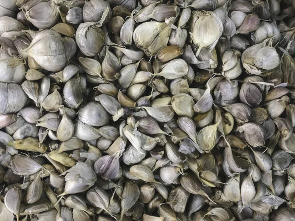 Texture Pile Ail Blanc Ail Frais Sur Table Marché Gros — Photo