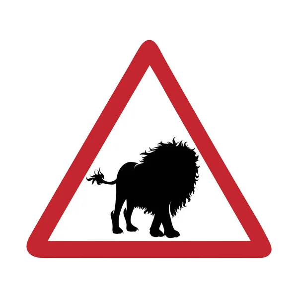 Marque Circulation Prudence Lion Sur Fond Blanc — Image vectorielle