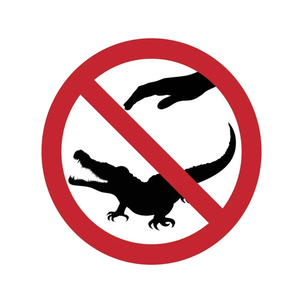 Proibição Tocar Crocodilo Fundo Branco — Vetor de Stock