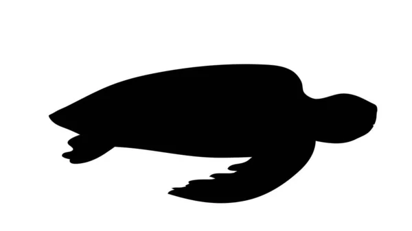 Vektorsilhouette Der Schildkröte Auf Weißem Hintergrund — Stockvektor
