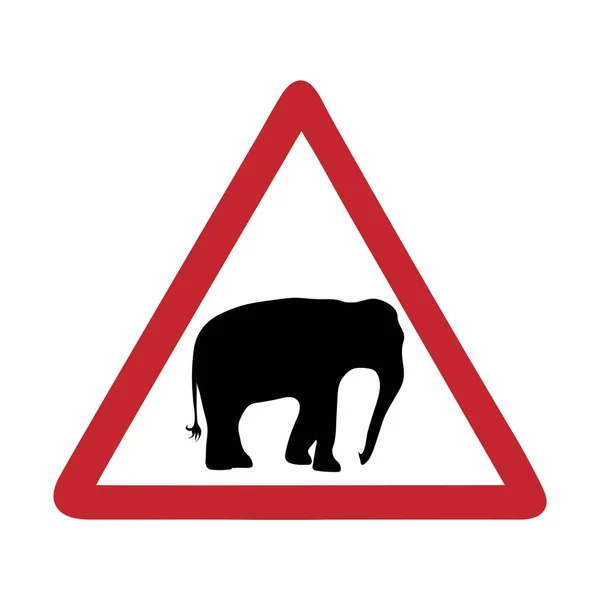 Marque Circulation Avertissement Éléphant Sur Fond Blanc — Image vectorielle