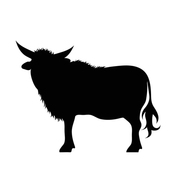 Vector Silhouette Bull White Background — Stock Vector