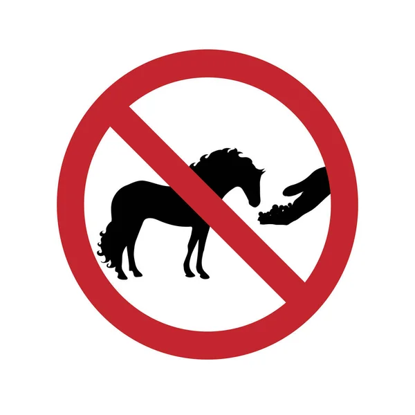Füttern Sie Das Pferdeverbotszeichen Nicht Auf Weißem Hintergrund — Stockvektor