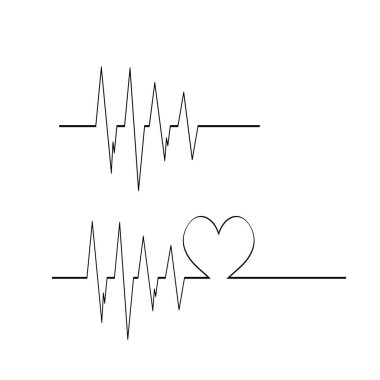 Beyaz arka planda nabız gösterimi. Sağlığın ve hastanenin sembolü. Kardiyoloji ritmi.