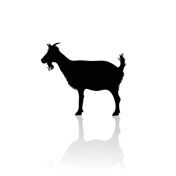 Vector Silhouette Goat White Background Symbol Animal Nature — Stock Vector