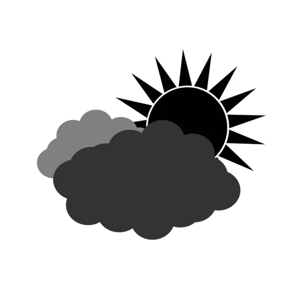 Symbol Oblačnosti Sluncem Vektorová Ilustrace Bílém Pozadí Karikatura Částečně Zakalená — Stockový vektor