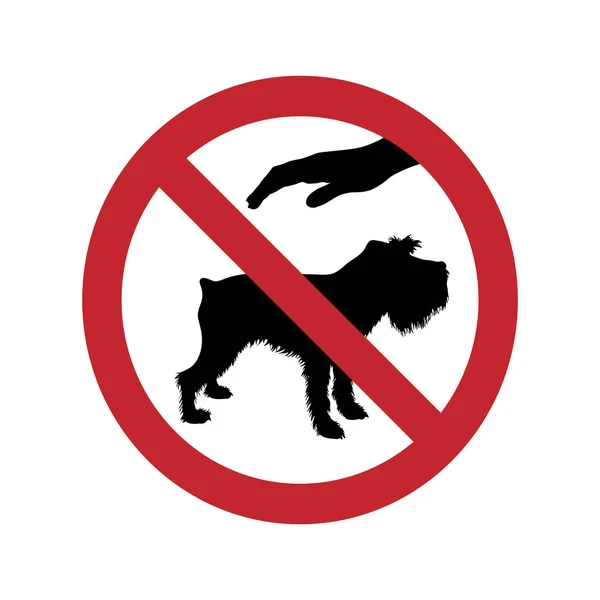 Vektor Siluett Förbud Mot Att Röra Hund Vit Bakgrund Symbol — Stock vektor
