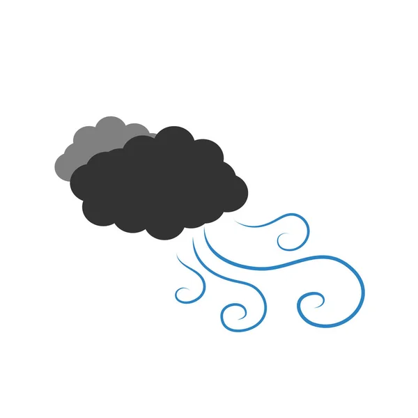 Símbolo Uma Nuvem Escura Com Vento Ilustração Vetorial Sobre Fundo —  Vetores de Stock