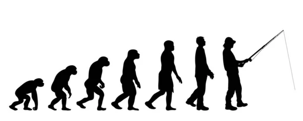 Teoría Pintada Evolución Del Hombre Silueta Vectorial Del Homo Sapiens — Vector de stock