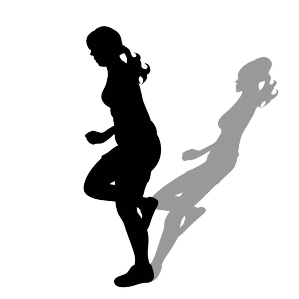 Femme Obèse Avec Ombre Une Femme Mince Silhouette Vectorielle Sur — Image vectorielle