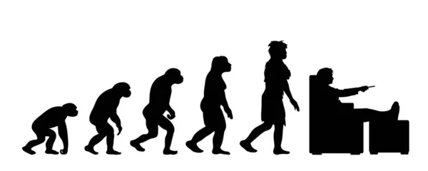 Teoría Pintada Evolución Mujer Silueta Vectorial Del Homo Sapiens Símbolo — Vector de stock